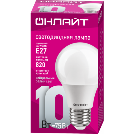Лампа светодиодная OLL-A60-10-230-4K-E27 71 650