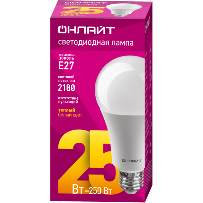 Лампа светодиодная OLL-A60-25-230-4K-E27 61 954