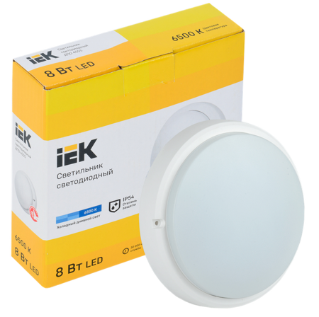 Светильник светодиодный ДПО 4005 8Вт IP54 6500K круг белый IEK
